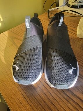 Puma Men's Black Slip-On Knit Sneakers with White Accents